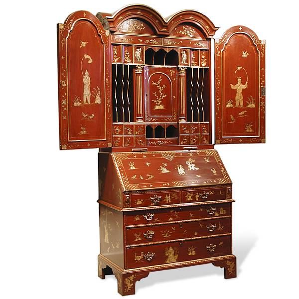 Appraisal: A George I style lacquered and parcel gilt bureau bookcase