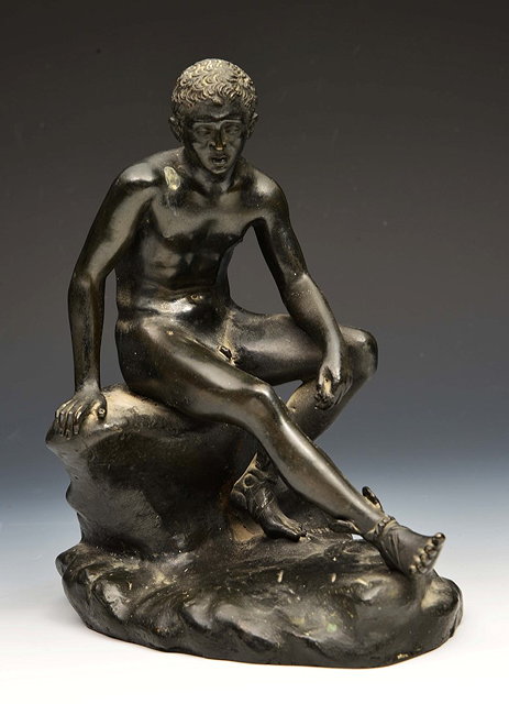 Appraisal: AN ITALIAN SEATED BRONZE FIGURE of Hermes seated on a