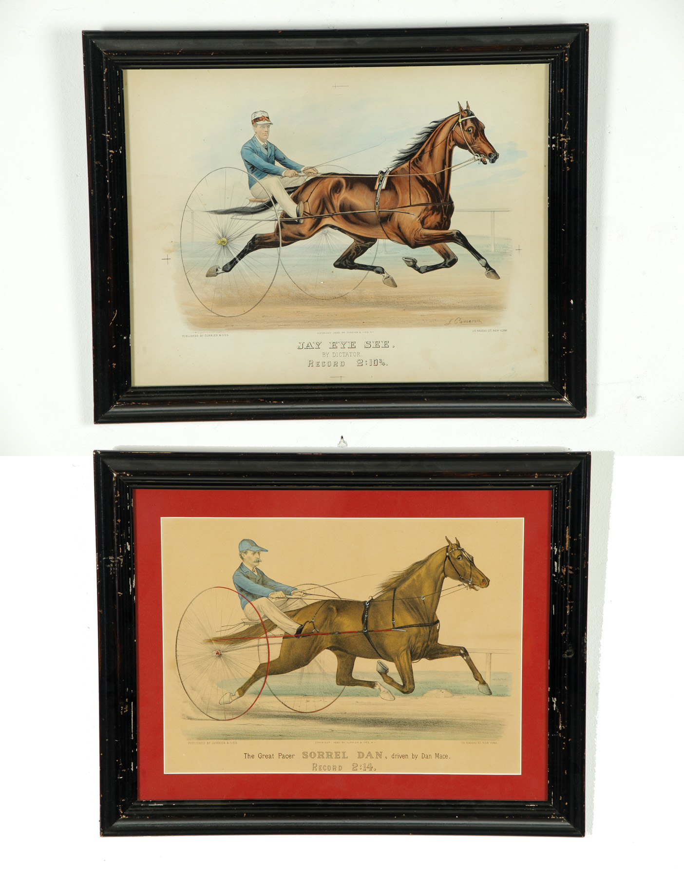 Appraisal: TWO CURRIER IVES HORSE RACING PRINTS Colored lithographs Small folios