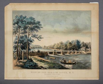 Appraisal: CURRIER IVES PUBL VIEW ON THE HARLEM RIVER NY Hand-colored