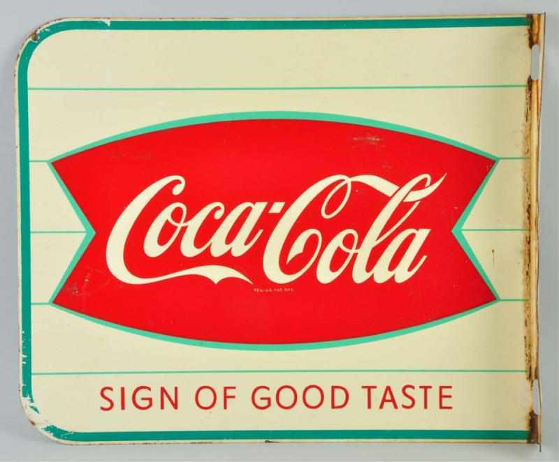 Appraisal: s Tin Coca-Cola Flange Sign Description Some past bending at