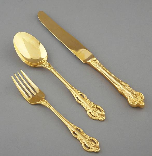 Appraisal: A gilt metal flatware service for sixteen Stanley Roberts double