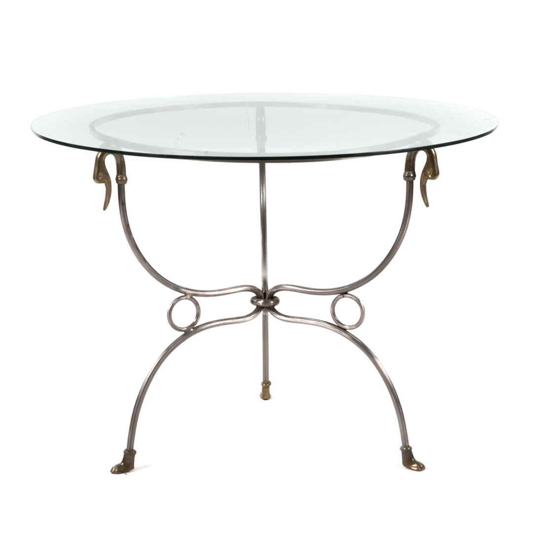 Appraisal: Contemporary wrought iron center table th century in Diam round