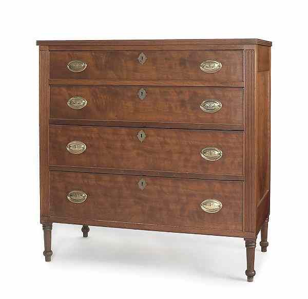 Appraisal: Pennsylvania Sheraton walnut chest of drawers early th c h