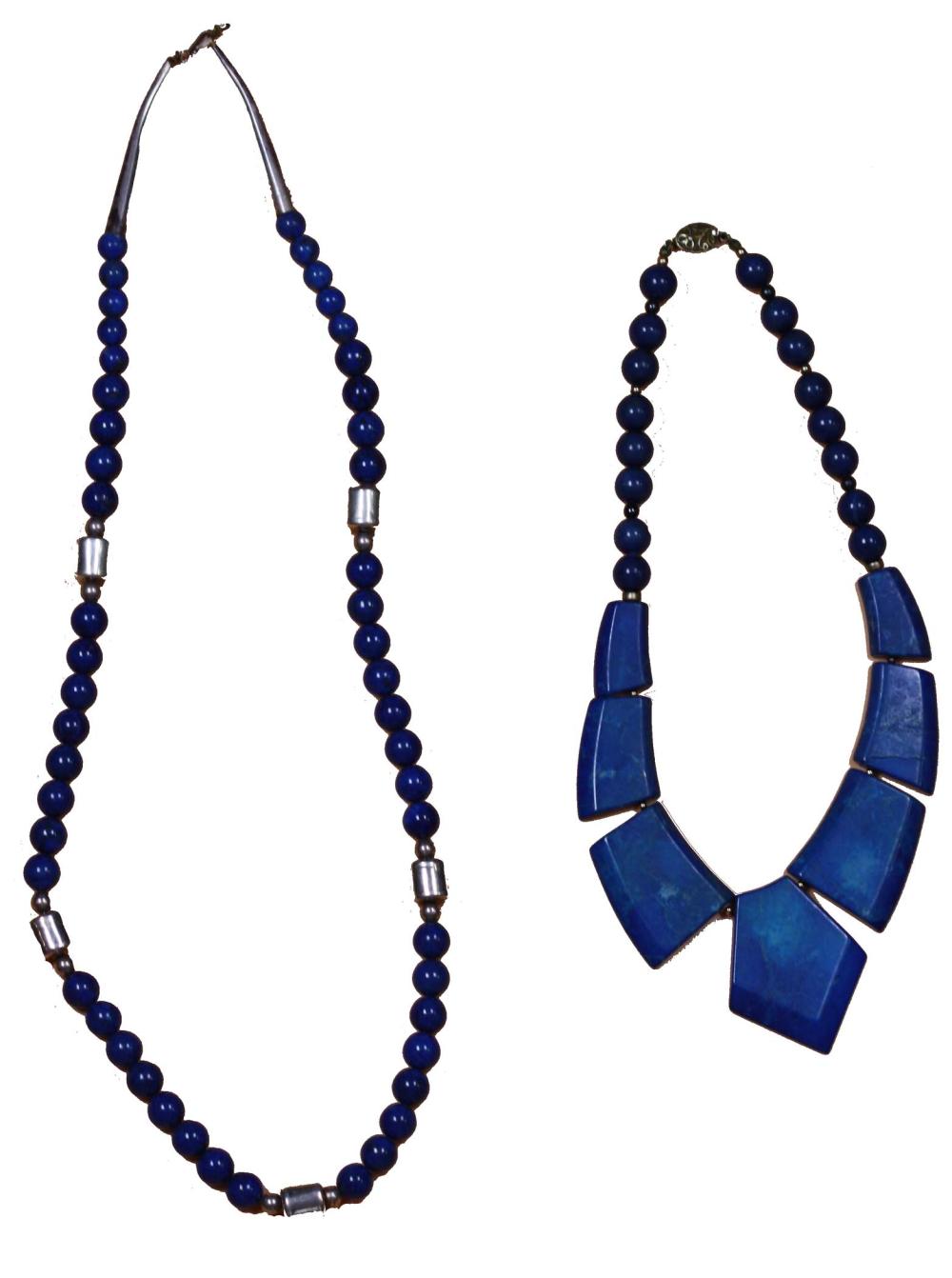 Appraisal: TWO CONTEMPORARY LAPIS LAZULI AND SILVER NECKLACESThe first with lapis