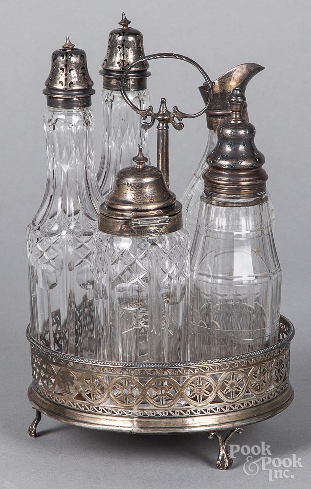 Appraisal: English silver cruet stand early th c English silver cruet