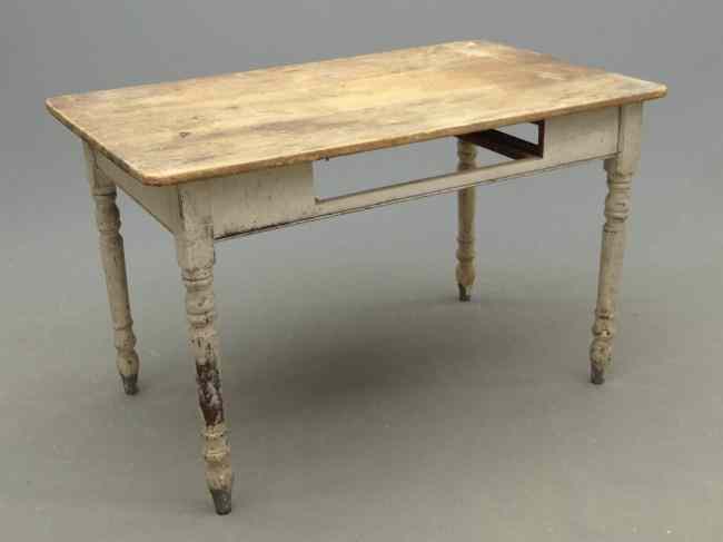 Appraisal: Primitive farm table Missing drawer Top '' x '' ''