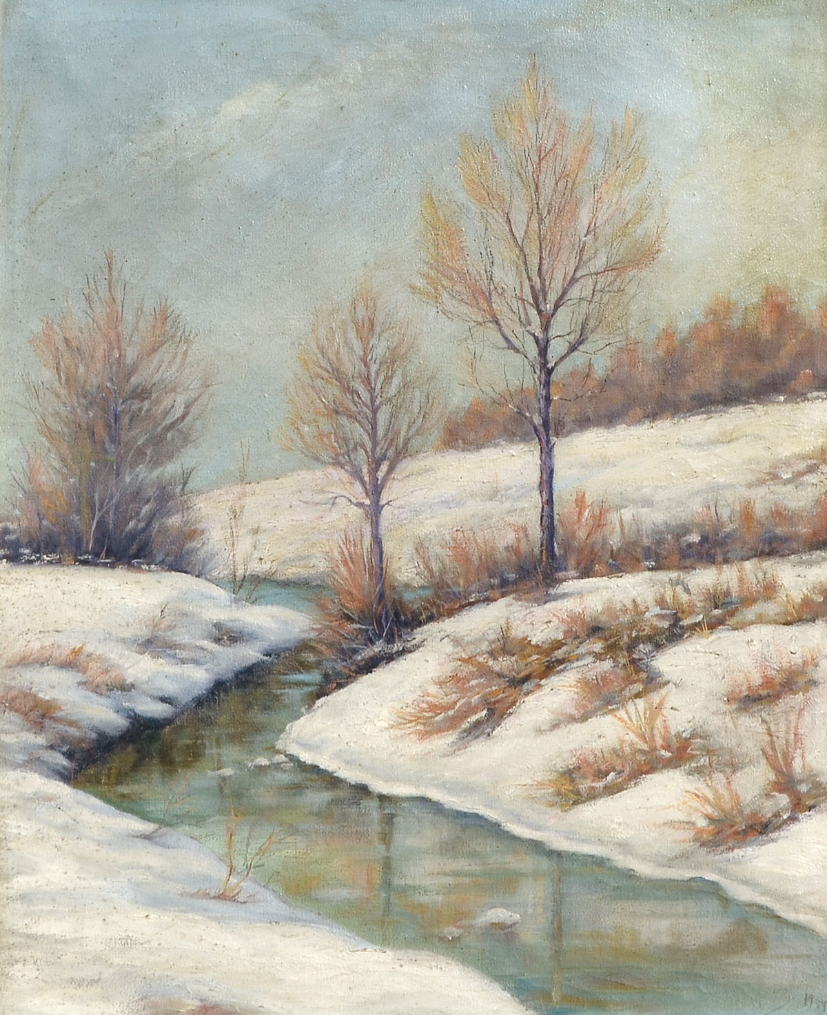 Appraisal: WINTER STREAM PAINTING HENRY MCARTER Oil Canvas '' x ''