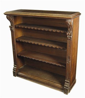 Appraisal: A th century continental oak open bookcase with three shelves