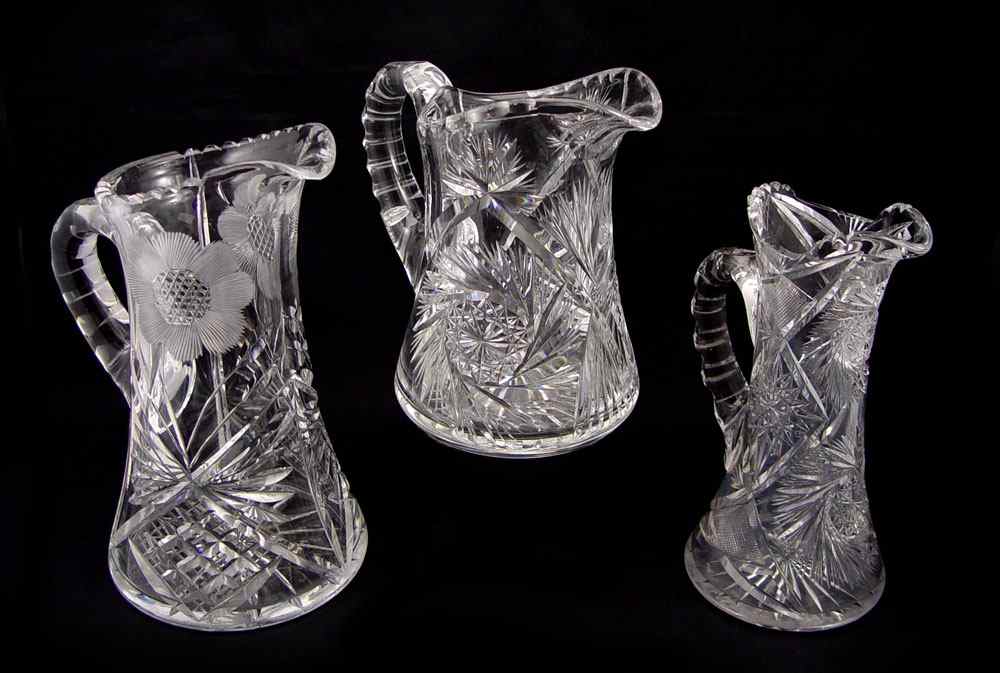 Appraisal: AMERICAN BRILLIANT CUT GLASS PITCHERS Largest measures '' h x