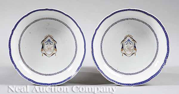 Appraisal: A Pair of Chinese Export Armorial Porcelain Bowls c decorated