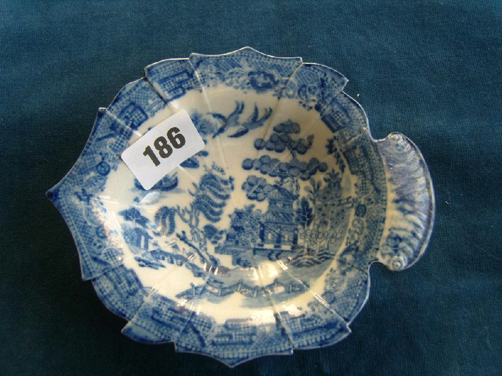 Appraisal: A late th century blue and white printed pickle dish