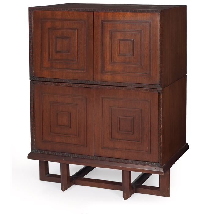 Appraisal: Frank Lloyd Wright stacking cabinets two on a cradle base