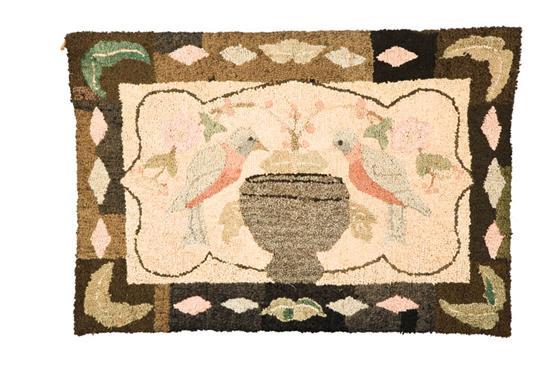 Appraisal: HOOKED RUG American early th century wool silk and knits