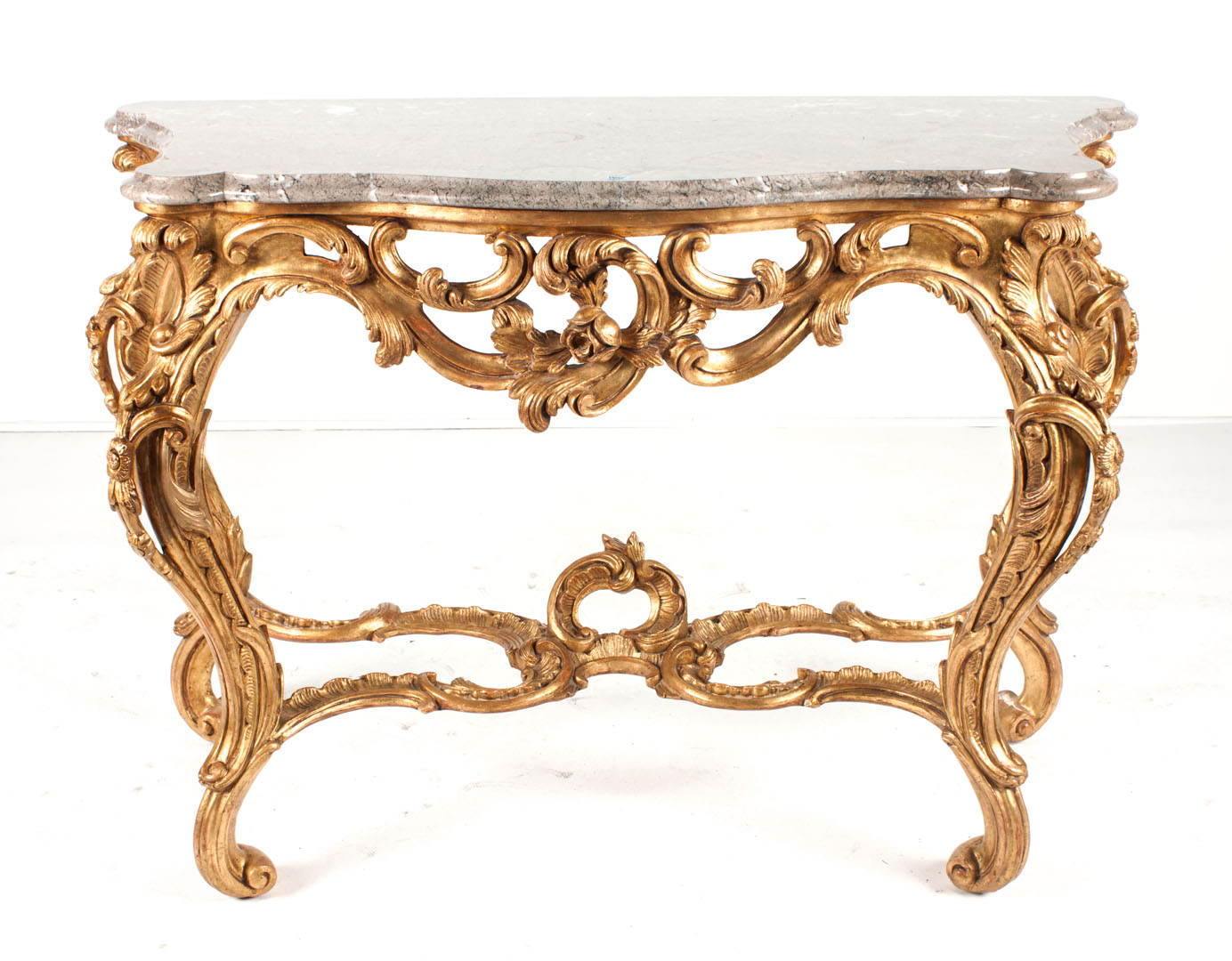 Appraisal: Louis XV style giltwood marble top console th century shaped