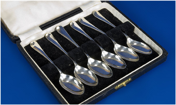 Appraisal: Cased Set Of Silver Spoons Fully Hallmarked For Sheffield C