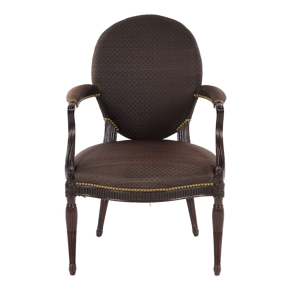 Appraisal: George III mahogany armchair late th century upholstered oval back