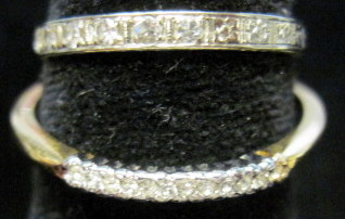 Appraisal: Group of two karat gold and diamond band rings dwt