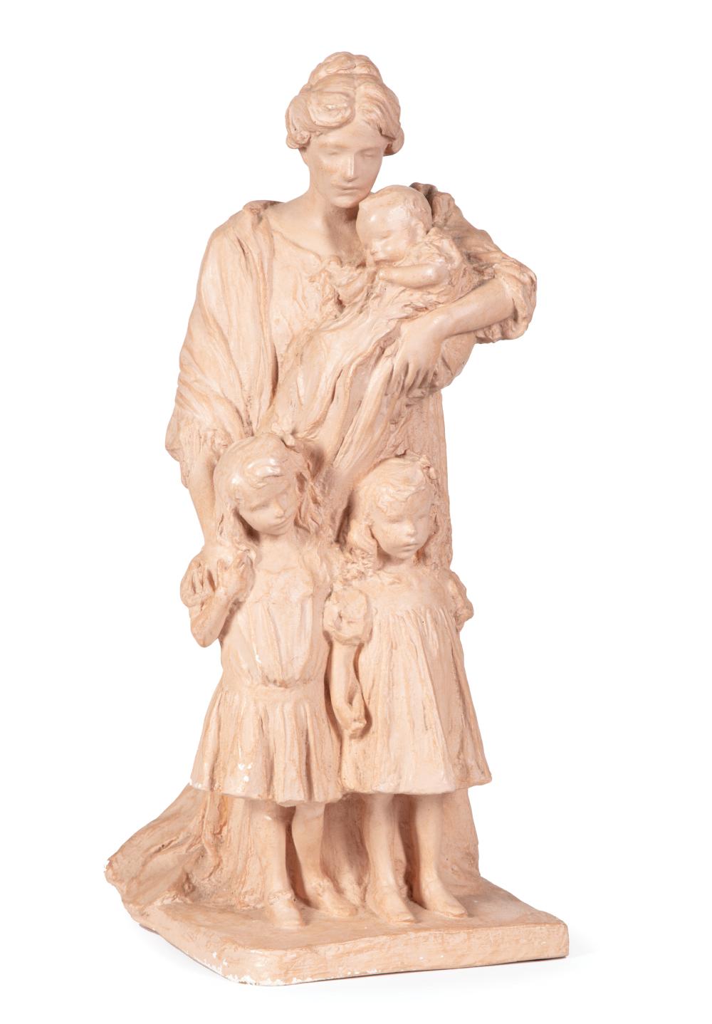 Appraisal: American Painted Plaster Figural Group of Mother and Children th