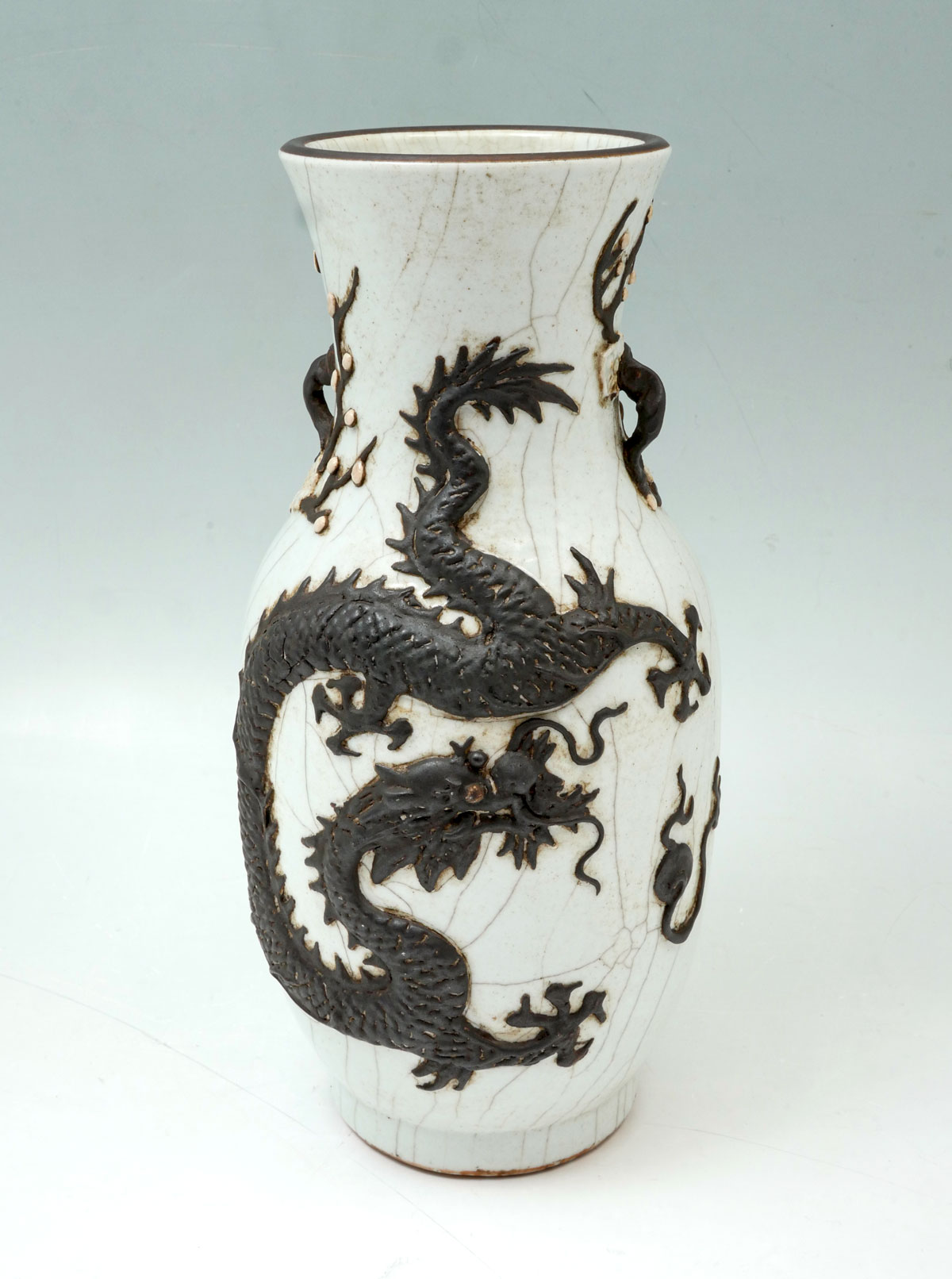 Appraisal: CHINESE REPUBLIC PERIOD DRAGON VASE Crackled glazed vase having a