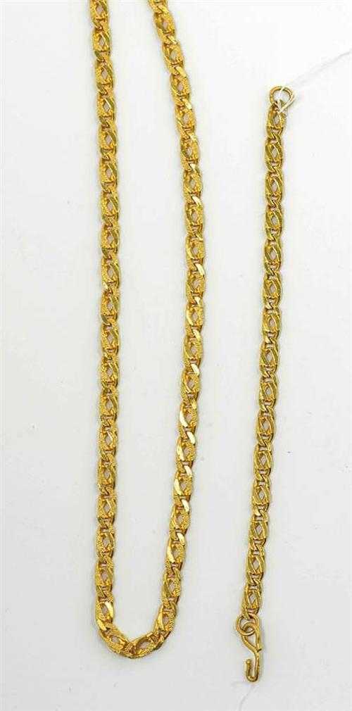 Appraisal: FINE GOLD NECKLACE WITH BRACELET Yellow gold g Classic panzer