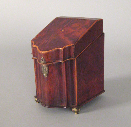 Appraisal: Miniature mahogany knife box ca h w