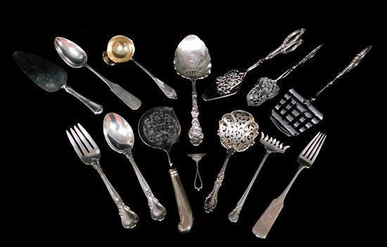 Appraisal: SILVER Sterling and servingware fourteen pieces four pieces with weighted