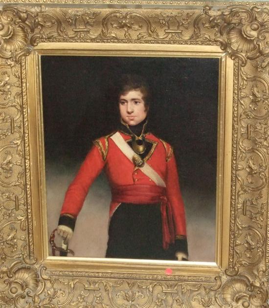 Appraisal: Three quarter length portrait of an English army officer th