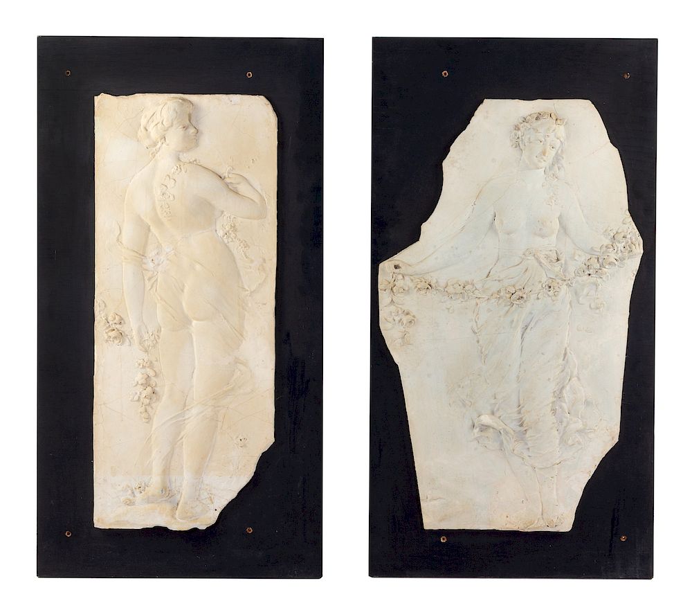 Appraisal: Two Plaster Plaques from the Phoenix Hotel MI Two Plaster