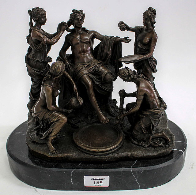 Appraisal: A CONTEMPORARY BRONZE SCULPTURE of Apollo and his nymphs on