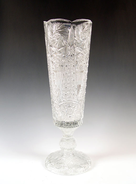 Appraisal: MODERN CONTINENTAL HUGE CUT GLASS VASE Measures '' high x