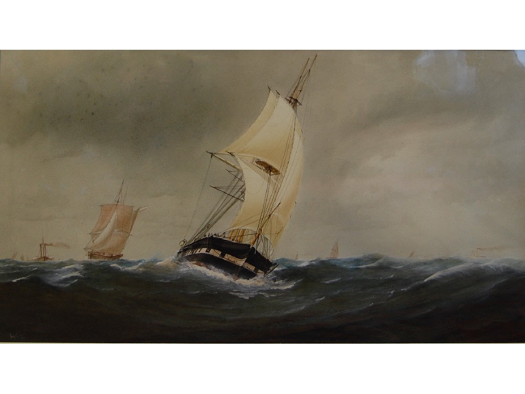 Appraisal: Henry E Tozer - Clipper in full sail in rough