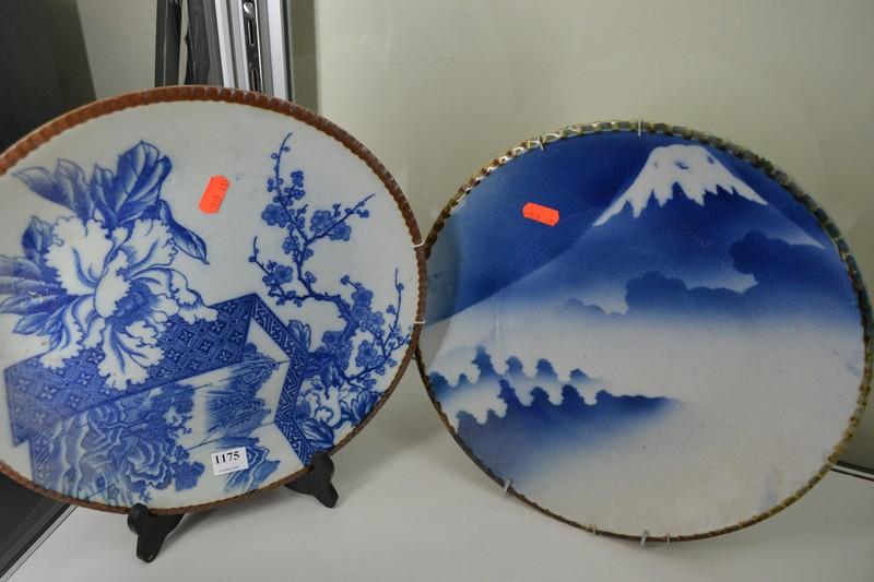 Appraisal: TWO BLUE WHITE TRANSFER PRINT PIE EDGED DISHES