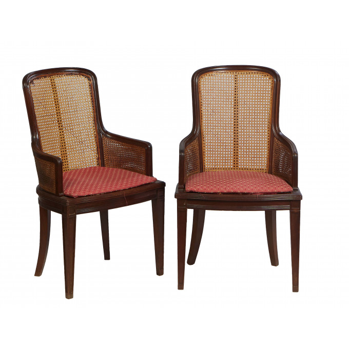 Appraisal: Pair of French Louis Philippe Carved Cherry Fauteuils th c