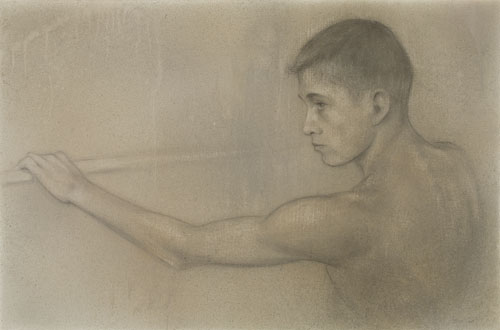 Appraisal: ROBERT BLISS Boy with Arm Extended Oil and pencil on