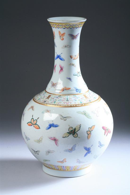 Appraisal: CHINESE FAMILLE ROSE PORCELAIN VASE Guangxu mark Butterfly decoration -