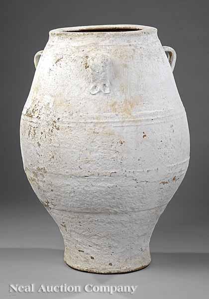 Appraisal: A Monumental Antique White Washed Olive Oil Jar th c