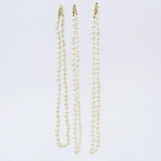 Appraisal: Three Pearl Choker Necklaces With K Gold Clasps Three Pearl