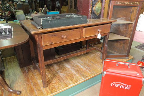 Appraisal: WORK TABLE Pine with a single board top rosehead nails