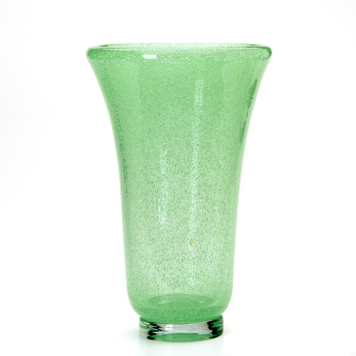 Appraisal: VENINI Flaring green bollicine glass vase Stamped Venini Murano Made