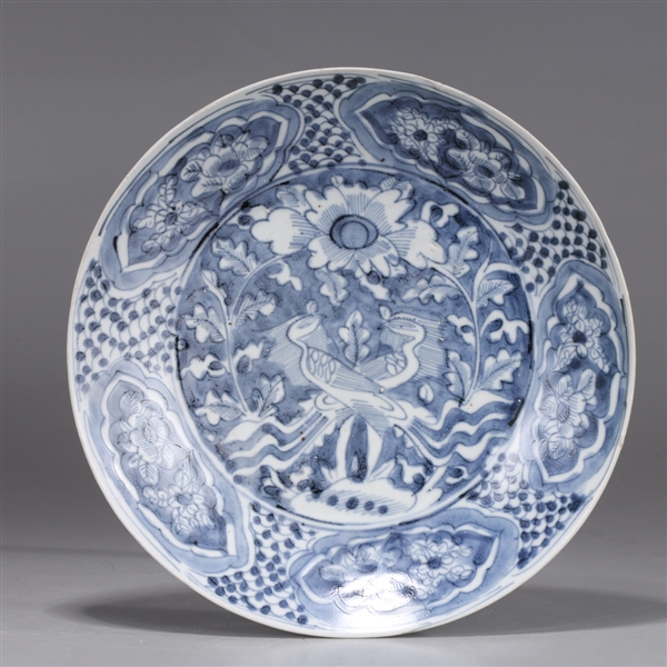 Appraisal: Chinese Ming Dynasty swatow blue and white porcelain dish with