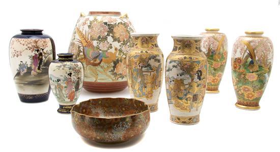 Appraisal: A Group of Eight Satsuma Articles comprising six vases an