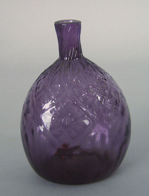 Appraisal: Blown Steigel type amethyst glass bottle late th c in