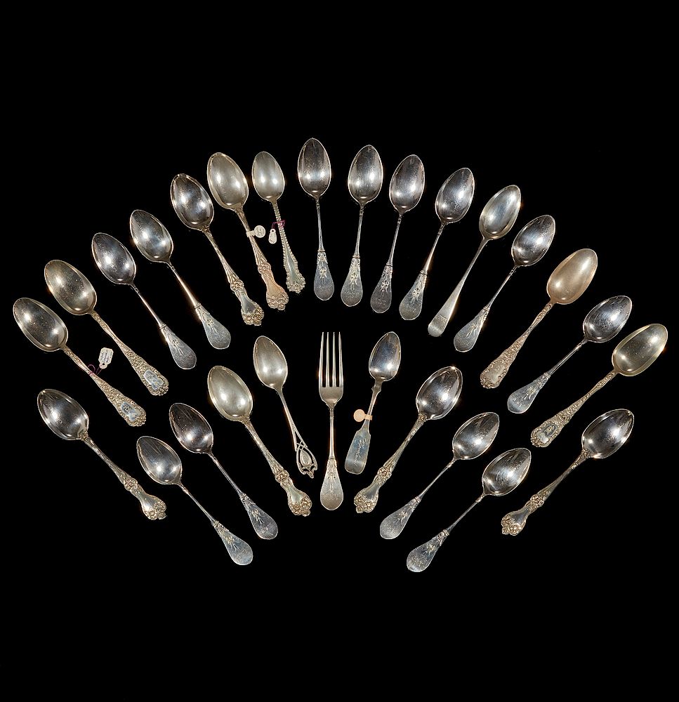 Appraisal: Assorted Sterling Silver Teaspoons Lot comprising twenty six assorted sterling