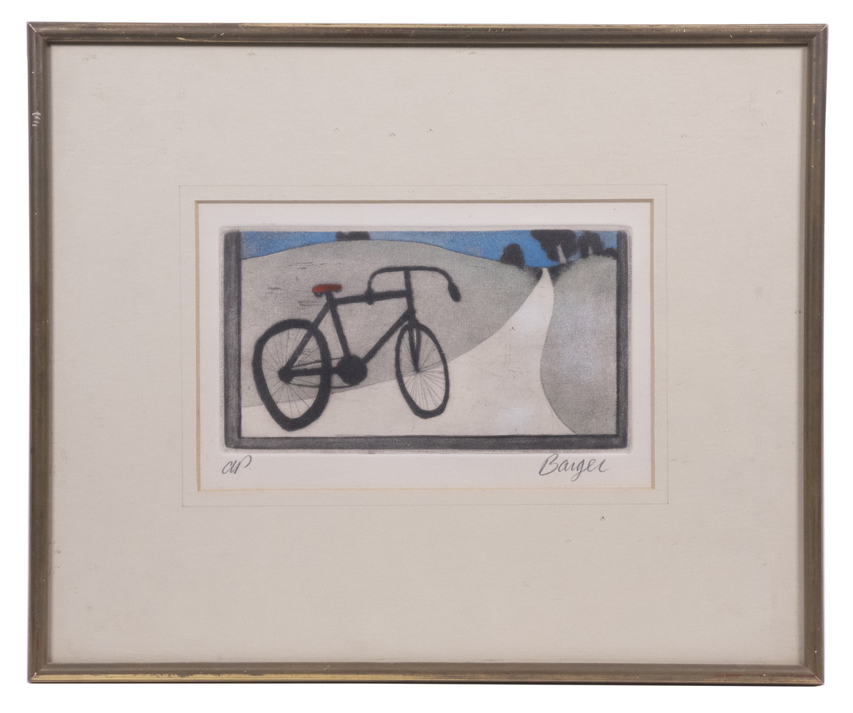 Appraisal: ILLIA BARGER NY - 'Bicycle' color aquatint pencil signed and