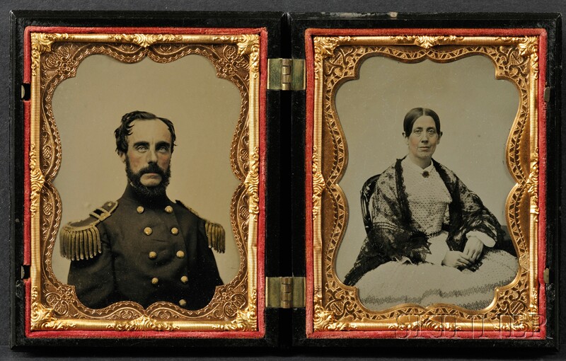 Appraisal: Two Quarter Plate Ambrotype Portraits of a Union Officer and