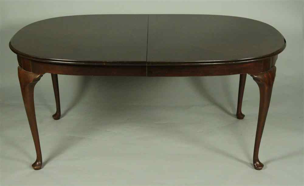 Appraisal: QUEEN ANNE STYLE MAHOGANY DINING TABLE MAHOGANY WITH TWO LEAVES