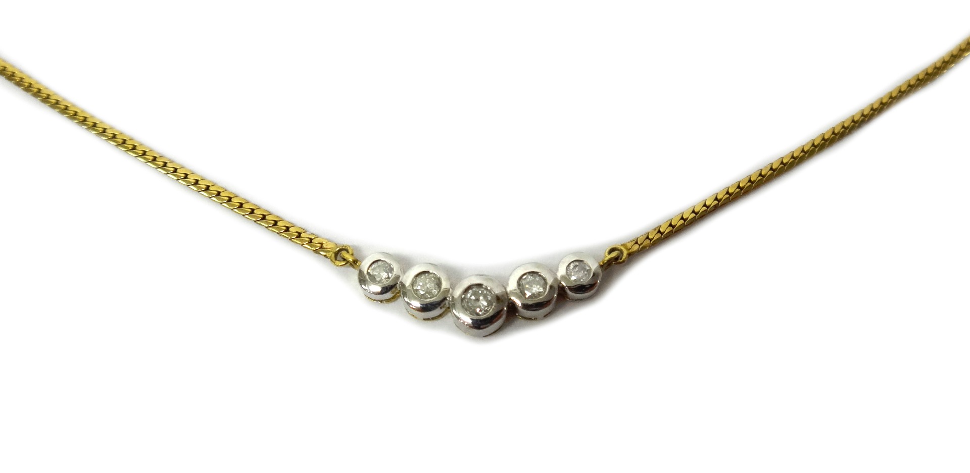 Appraisal: A ct gold and diamond set five stone necklace the