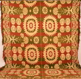 Appraisal: York County Three Color Jacquard Coverlet Mid th Century York