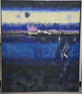 Appraisal: Lawrence Calcagno - oil on canvas Blu Land III signed